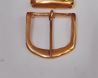 Solid Brass Buckle & Keeper (Pointed Frame) – Hand-Cast Belt Hardware for 1.5" Belts