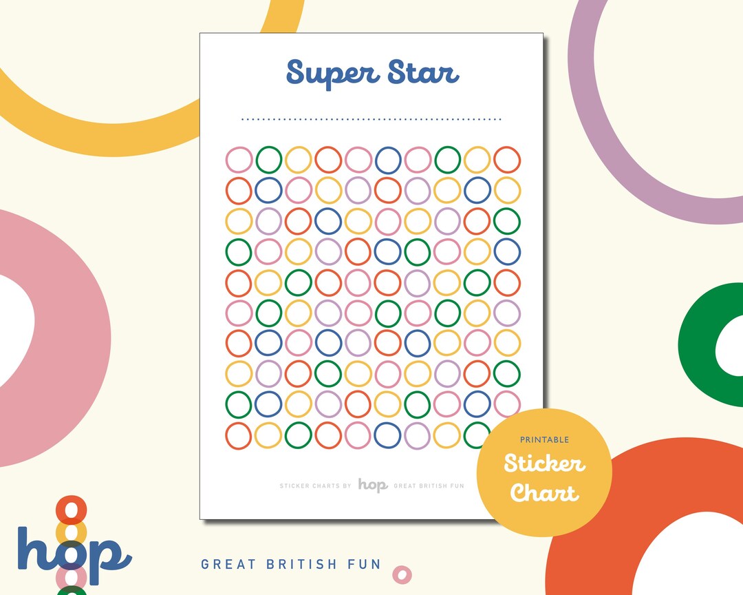 Printable 100 Sticker Reward Chart for Children Toddlers Kids, Rainbow ...