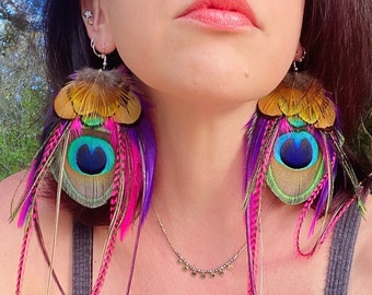 PEACOCK PRINCESS Peacock Feather Earrings