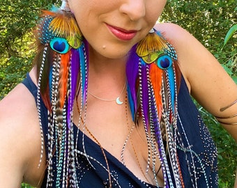 BOHEMIAN DANCER Long Feather Earrings