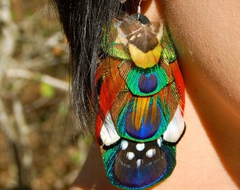 PEACOCK TRANCE Feather Earrings