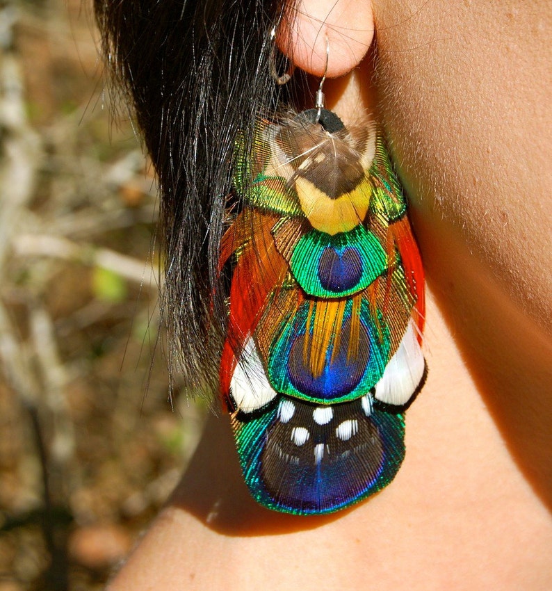 PEACOCK TRANCE Feather Earrings image 1