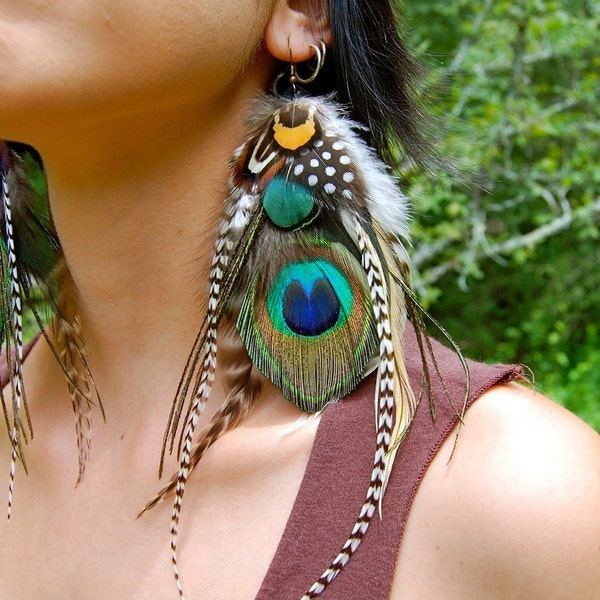 FOREST NYMPH Peacock Feather Earrings