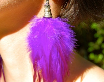 ELECTRIC PURPLE Feather Earrings
