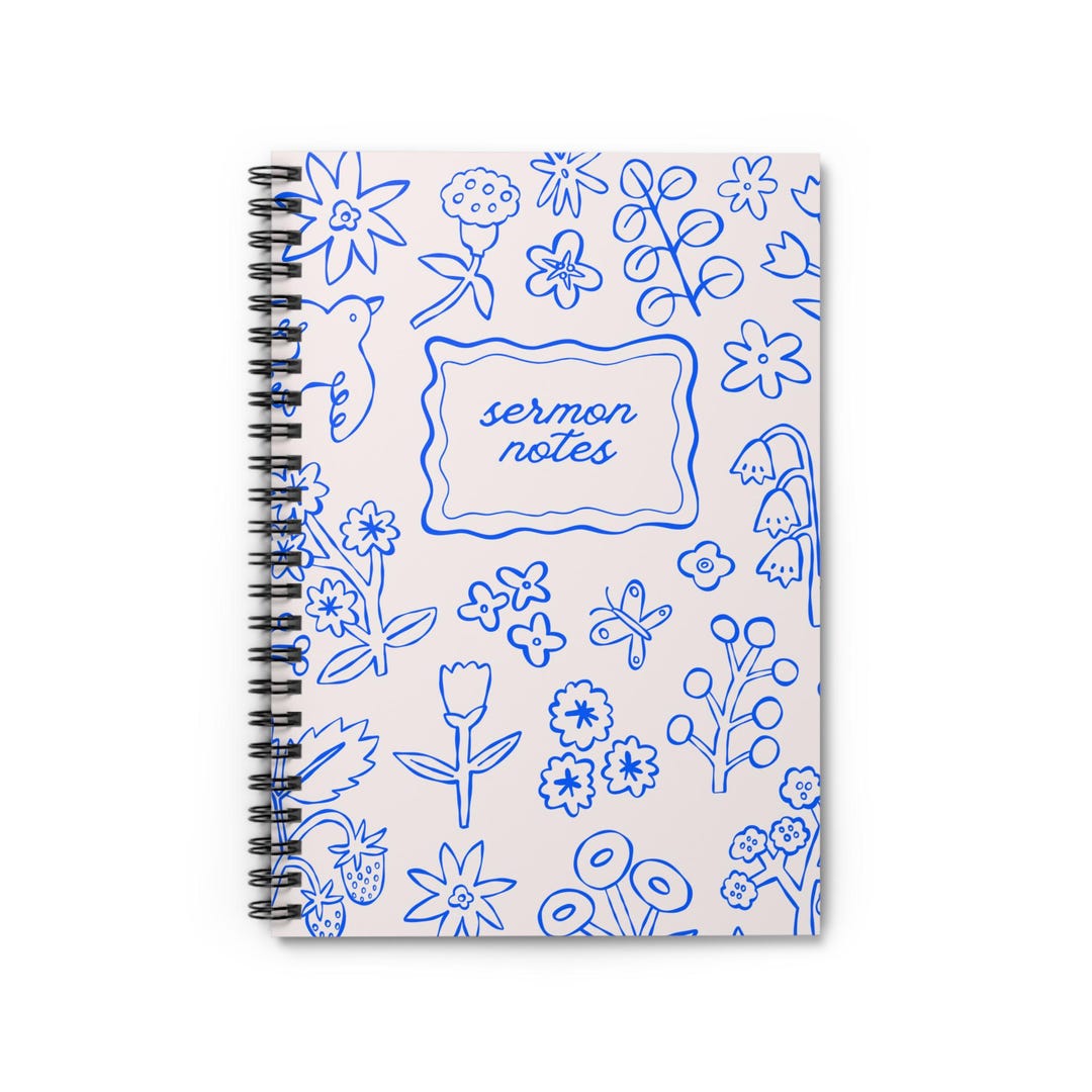 Sermon Notes Floral Doodle Ruled Spiral Notebook - Etsy