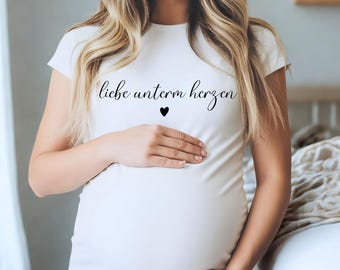 Pregnancy Shirt "Love Under My Heart" | Gift for Expectant Mothers | Baby Bump Shirt for Women | Pregnancy Shirt | Mommy to Be Shirt | Gift