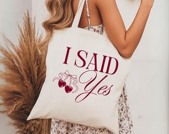 Bachelorette Tote Bag | I Said Yes! Bag | We Say Cheers | Hen Party Bag | Bride Squad Gift | Bachelorette Party Bag | Bridal Party