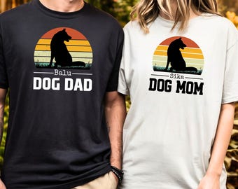 Dog Mom or Dog Dad Personalized Shirt | Custom Dog Parent Gift with Dog Names | Dog Lover T-Shirt | Gift for Dog Owners | Animal lover