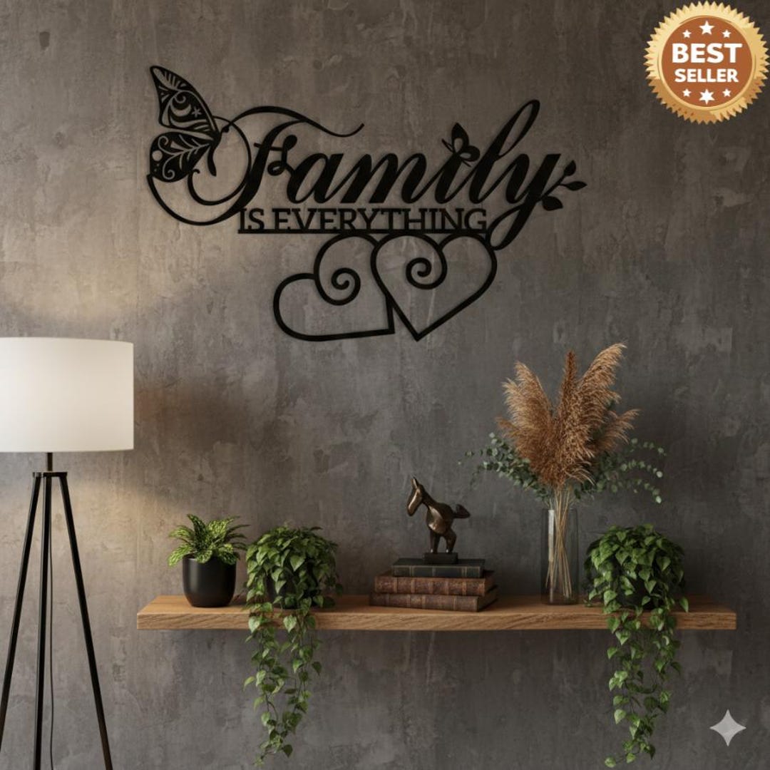 Custom Family Metal Wall Art Sign – Black Rustic Word Decor With Heart ...