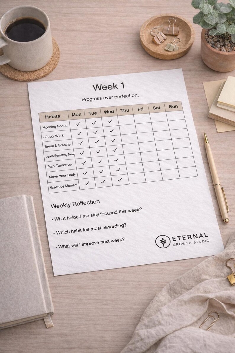 52 Week Habit Tracker Printable: Minimalist Weekly Planner (PDF ...