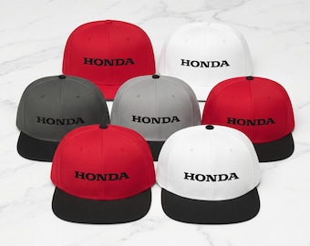 Honda Racing Snapback Hat | Two-Tone Flat Bill Cap, Acrylic Wool Blend