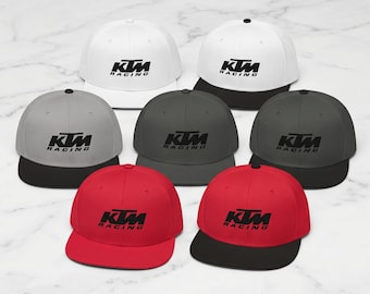 KTM Racing Snapback Hat | Two-Tone Flat Bill Cap, Motorcycle Biker Gift