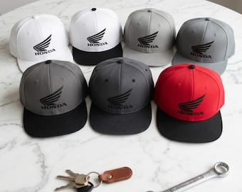 Honda Motorcycle Wing Classic Snapback Hat | Flat Bill Retro Racing Cap