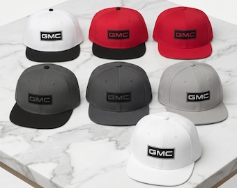 GMC Logo Snapback Hat | Two-Tone Flat Bill Trucker Cap