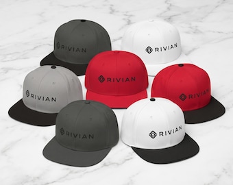 Rivian Compass Logo Snapback Hat | Flat Bill Adventure Cap