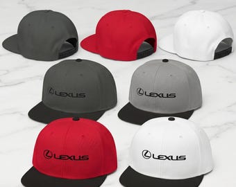 Lexus Logo Snapback Hat | Minimalist Flat Bill Cap, Acrylic Wool Blend