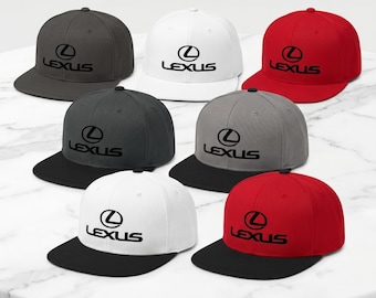 Lexus Stacked Logo Snapback Hat | Classic Flat Bill Cap, Acrylic Wool Blend