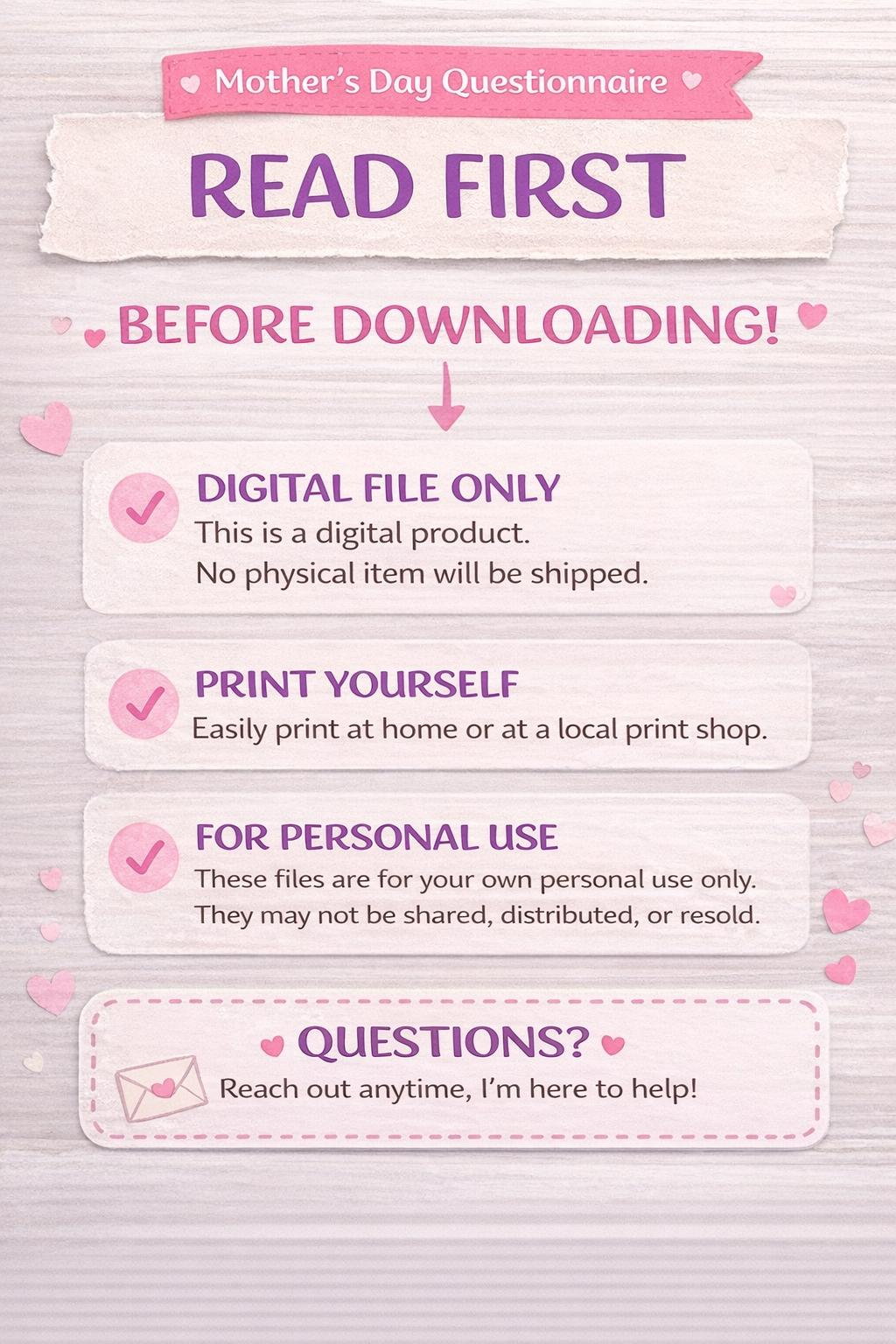 All About My Mom Printable Mothers Day Questionnaire for Kids Fill in ...