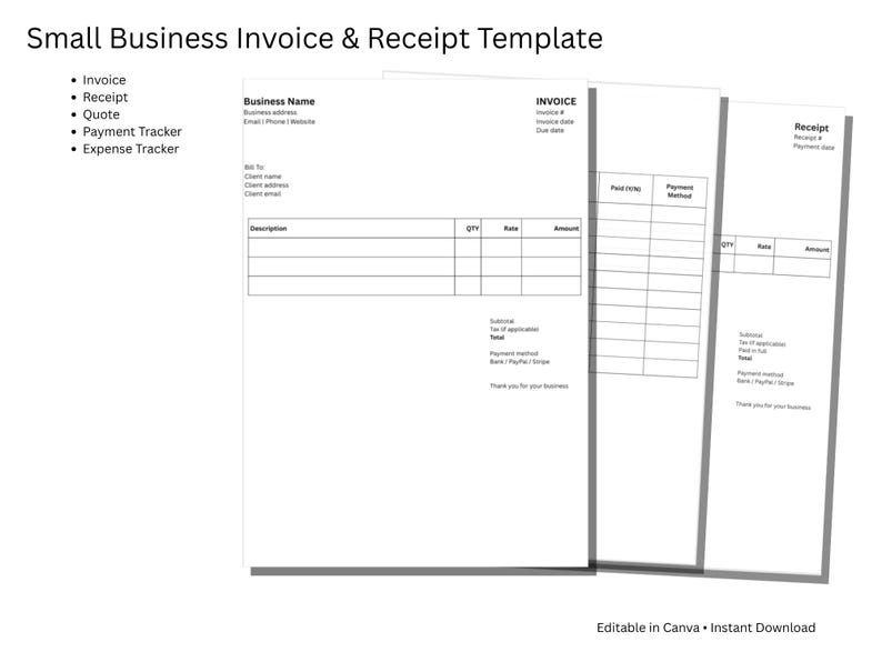 Invoice Stack Invoice & Receipt Template Bundle | Small Business Finance Tracker ...