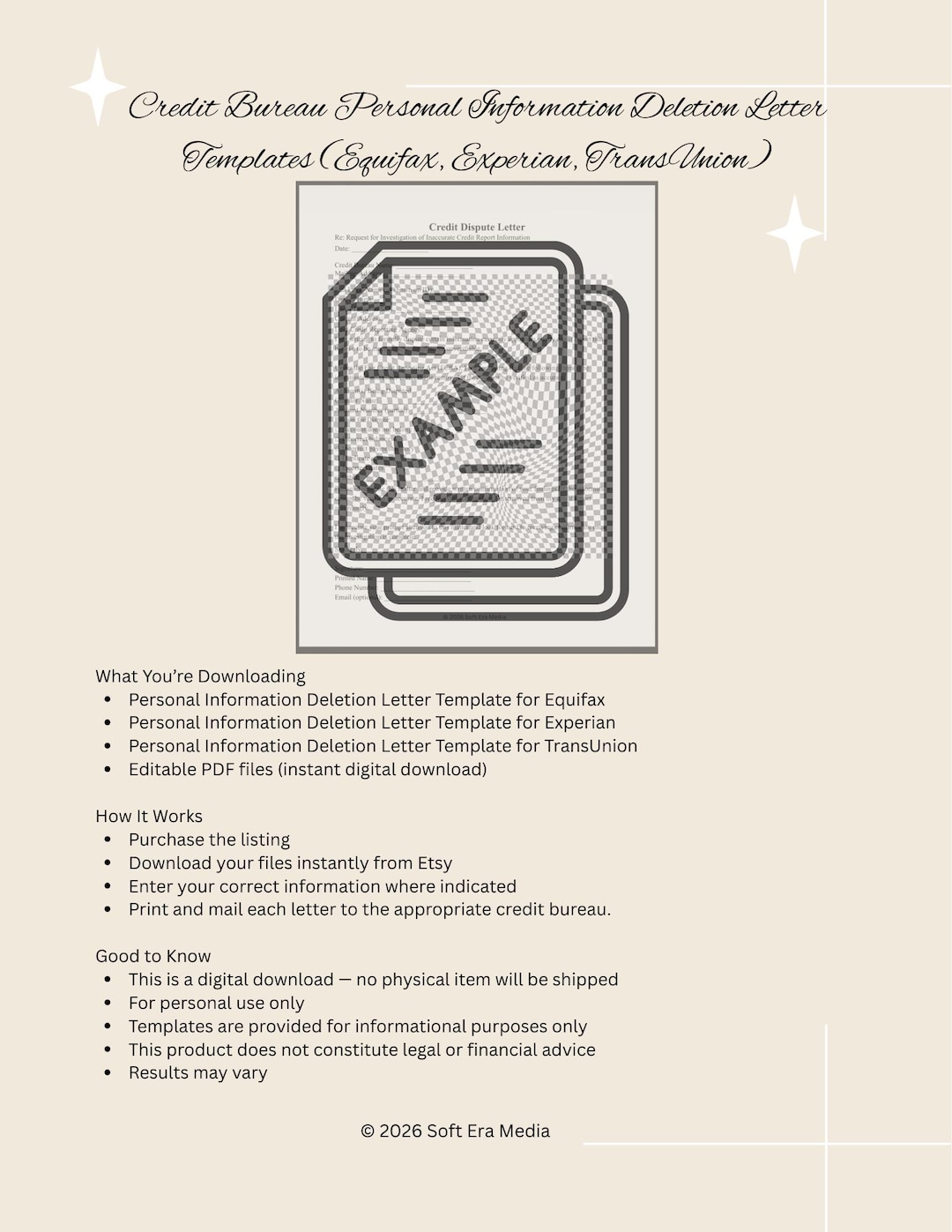 Credit Bureau Personal Information Deletion Letter Templates (equifax ...