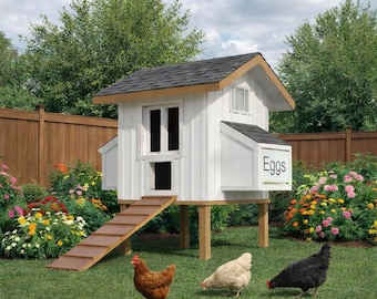 Chicken Coop Plans With Run, 6-8 Chickens, Elevated Vintage Design - Bella  (PDF Download)