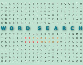 Word Search Puzzle Book | 50 Puzzles, 1,000 Words | Printable and Digital Brain Games