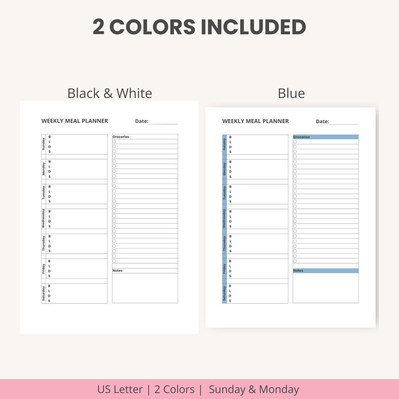 Family Meal Planner Printable, Weekly Dinner Planner, Grocery List PDF ...