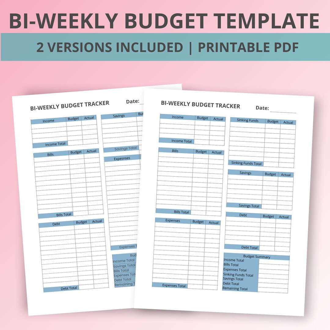 Bi-weekly Budget Printable: Track Income, Bills & Expenses, Sinking ...