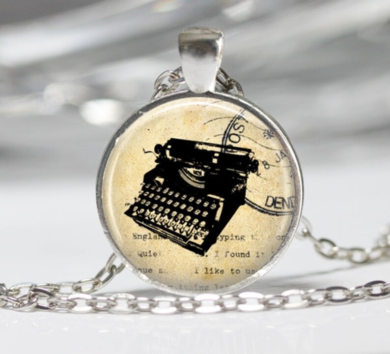 Typewriter Necklace Typewriter Keys Jewelry Writer Jewelry Etsy