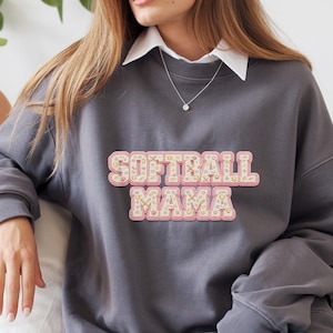 Softball Mama PNG, Softball Mom PNG, Pastel Chenille Patch Shirt Design, Game Day Sports Mama Digital Download
