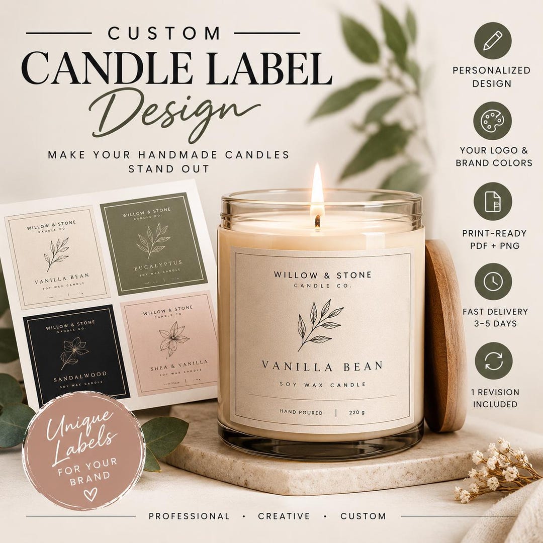 Candle Wrapper Label Custom Candle Label Design, Personalized Labels for Handmade Candles - Etsy