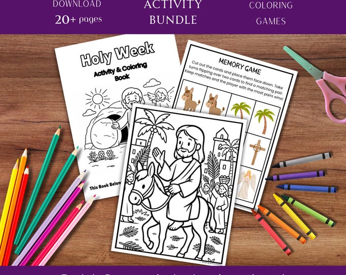 PRINTABLE Holy Week Activity Book for Kids | Easter Coloring, Games ...