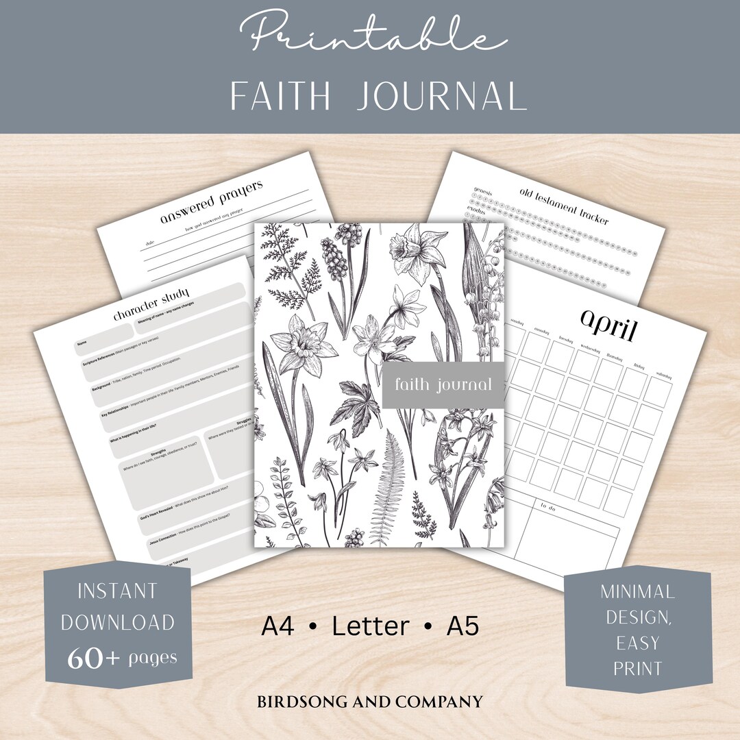 PRINTABLE Faith Journal | Minimal Botanical Christian Planner (instant ...