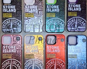 Coque iPhone 11 12 13 14 15 16 17 Plus Pro Max Air style Stone Island silicone antichoc design luxe protection téléphone colorée - Cadeau