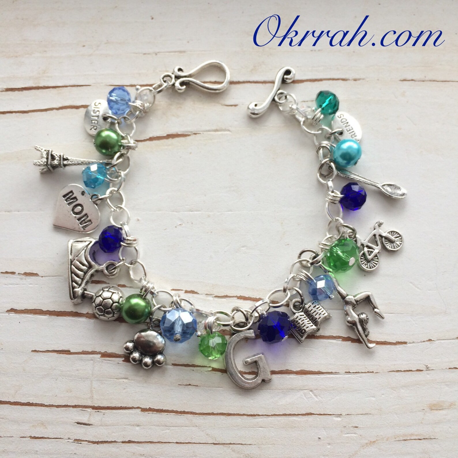 PERSONALIZED Charm Bracelet WITH Crystals FREE Shipping by Etsy