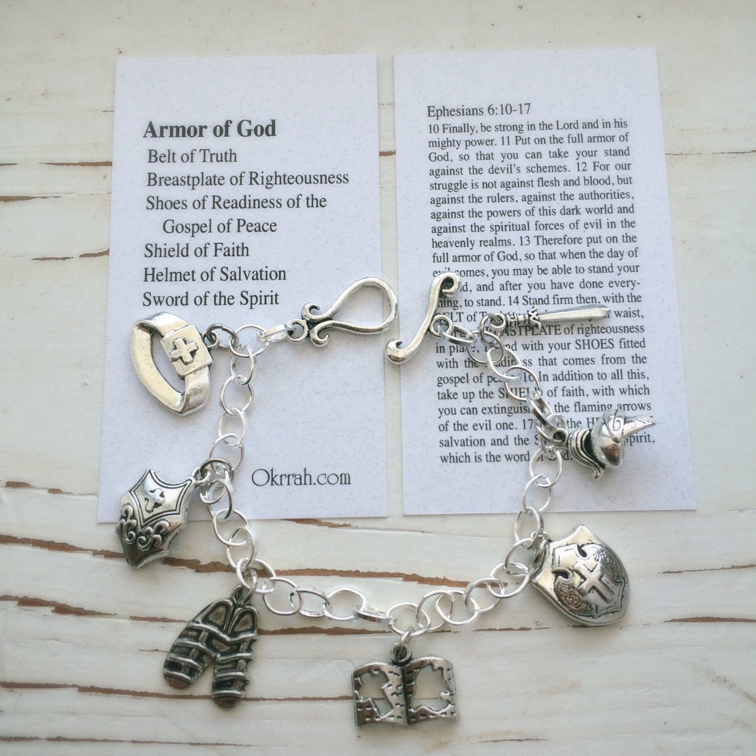 Armor of God Handmade Charm Bracelet Card with Bible Verse Etsy