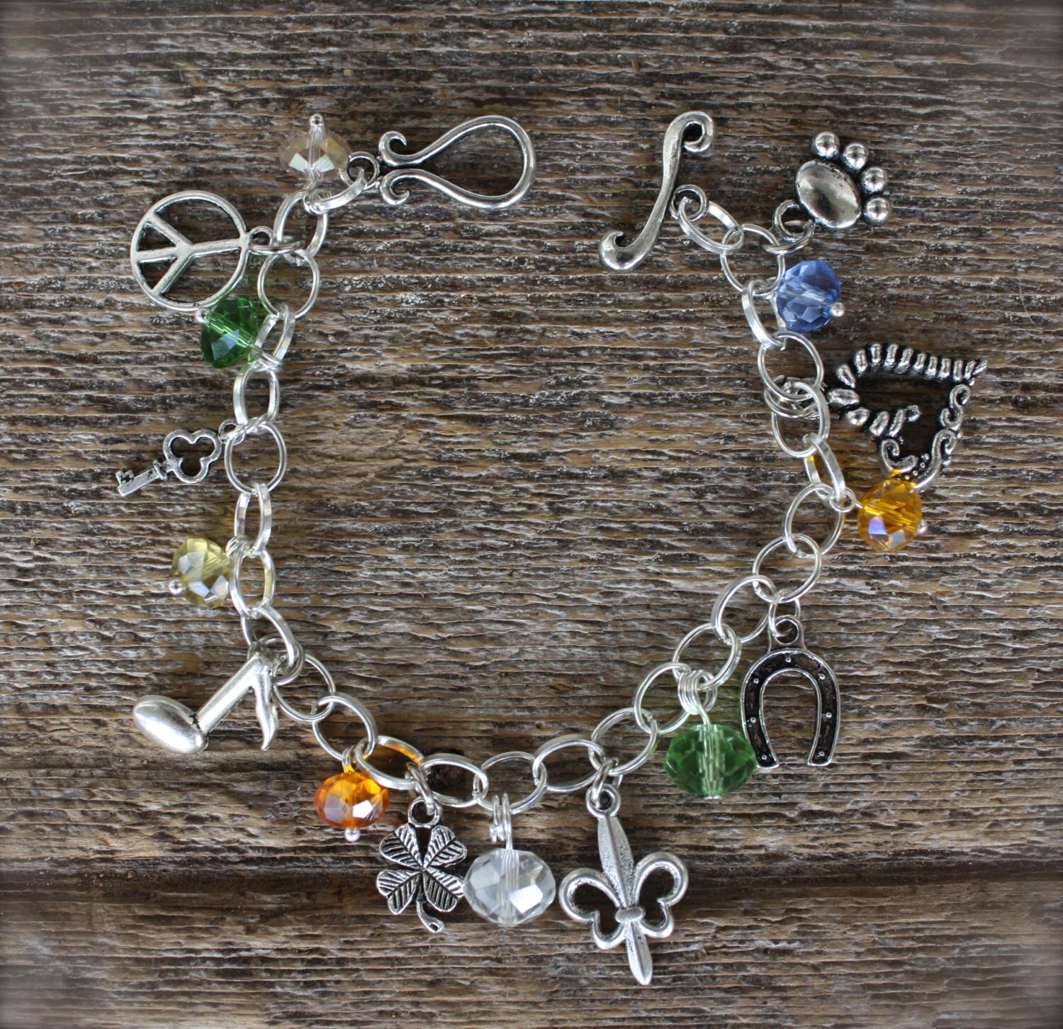 PERSONALIZED Charm Bracelet WITH Crystals FREE Shipping by Etsy