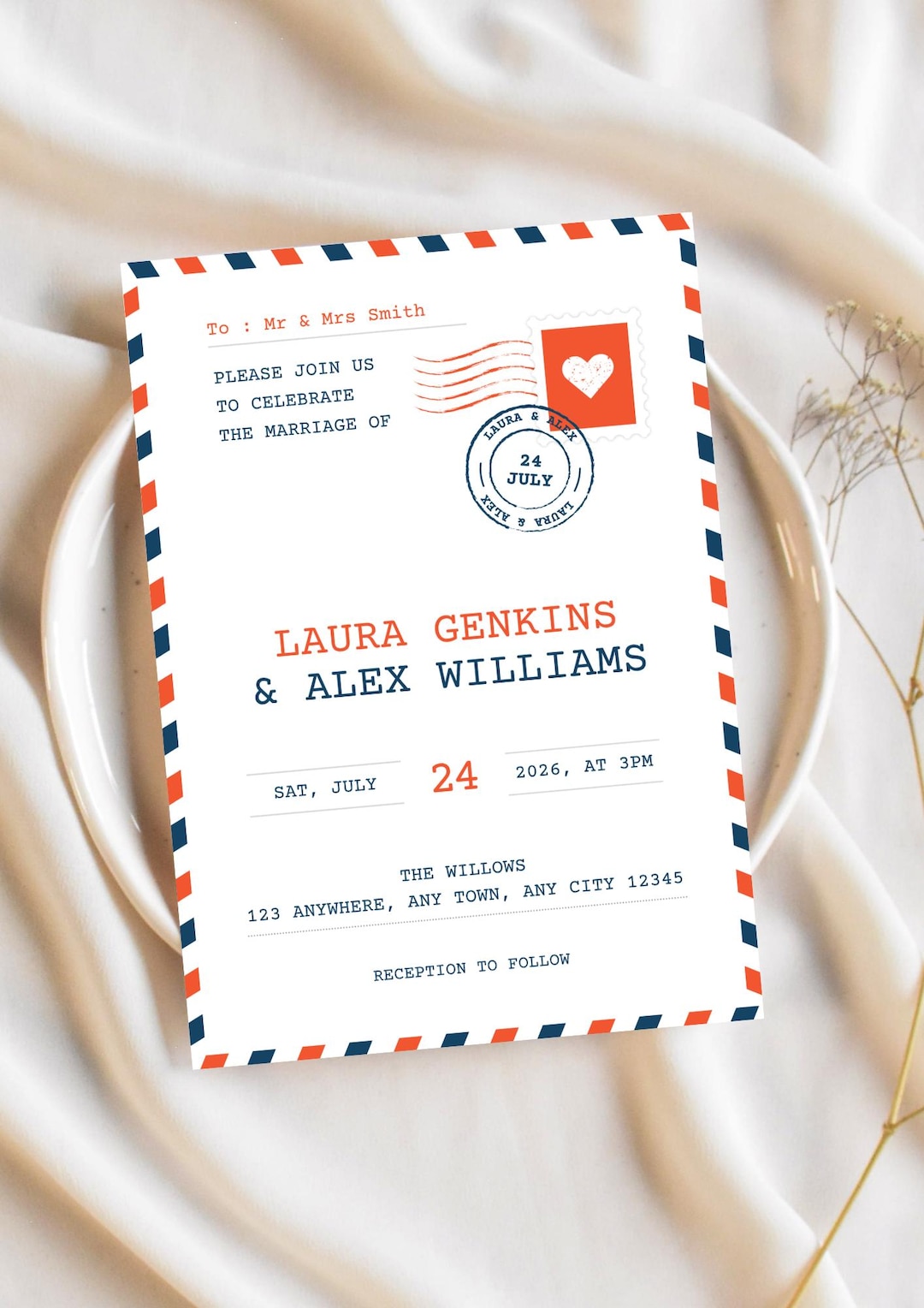 Postable Postal Card Design Wedding Invitation, Fun Wedding Invites, Digital ...