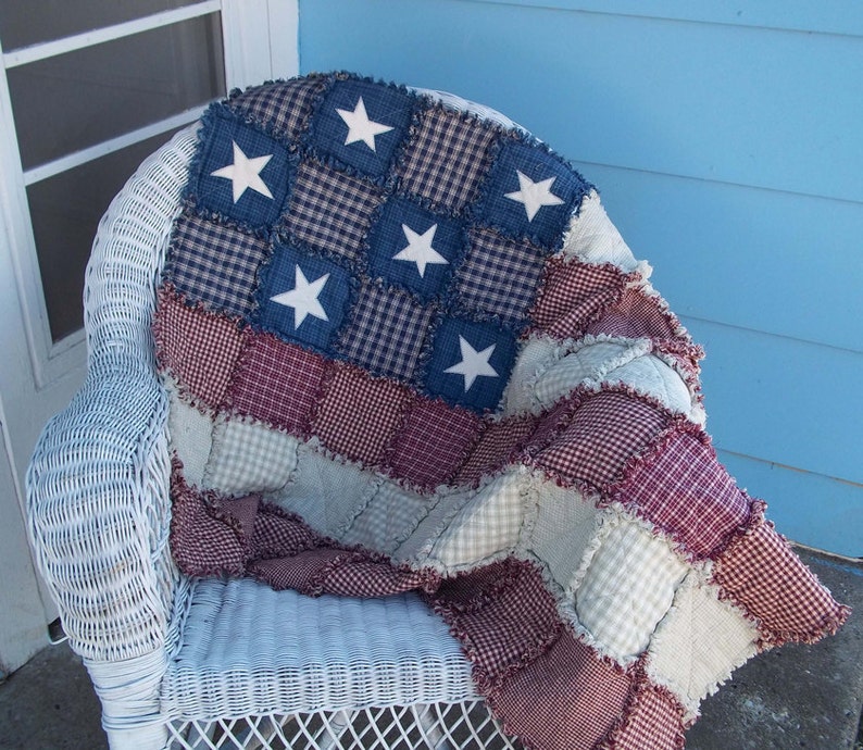 American Flag Rag Quilt Made to Order Wall Quilt Lap Quilt Etsy