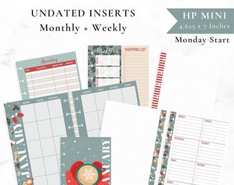 Undated January Planner Inserts - Happy Planner - Mini - Monthly+Weekly