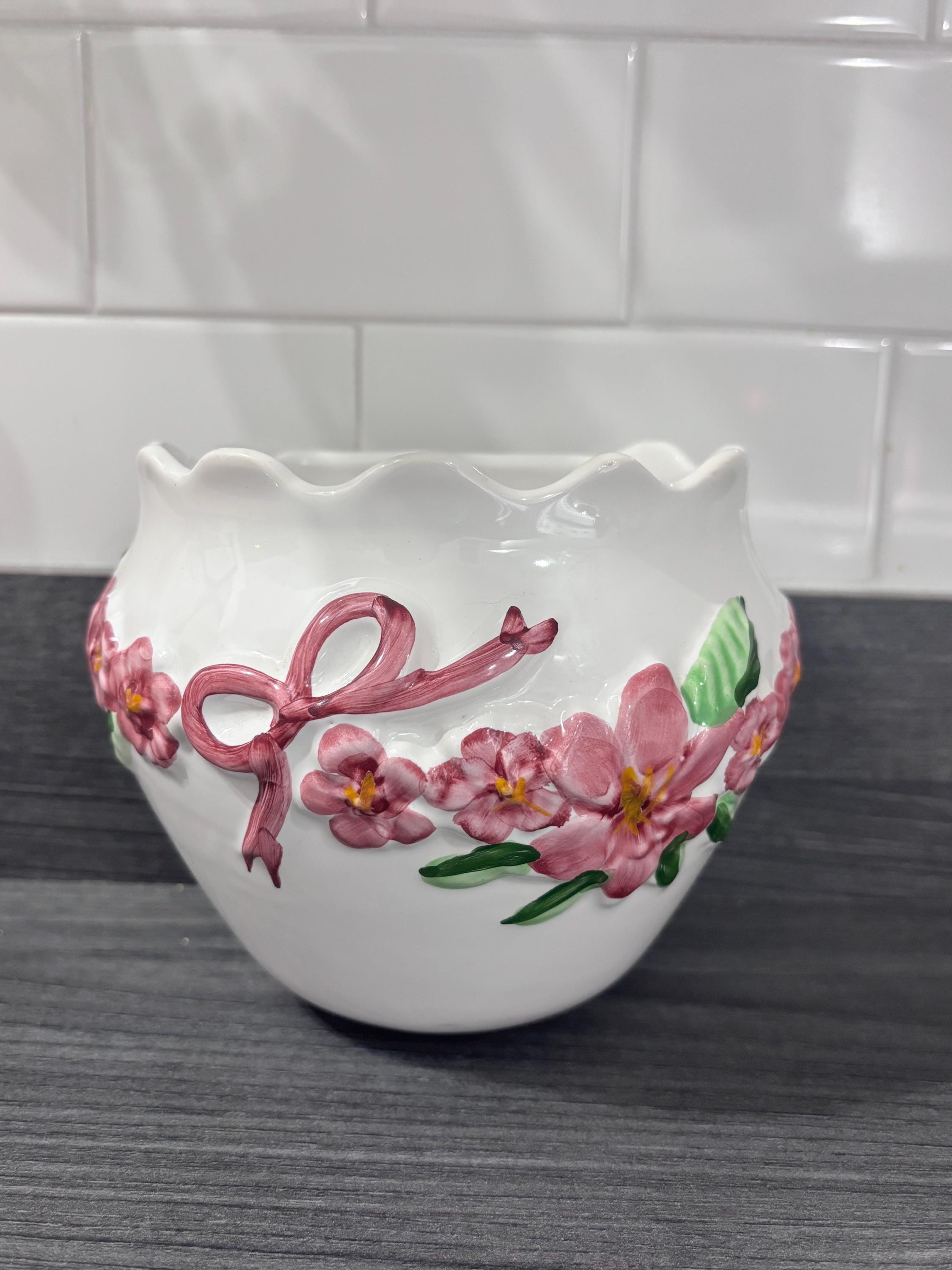 Pot à Sauce En Céramique - Décor Floral - Vintage - Poids 0,28kg
