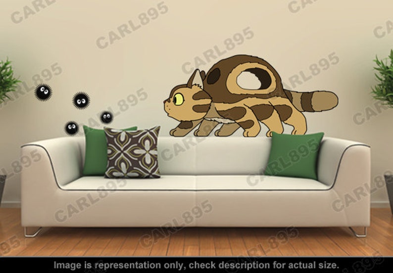 totoro inspired little catbus / soot sprites wall art | etsy
