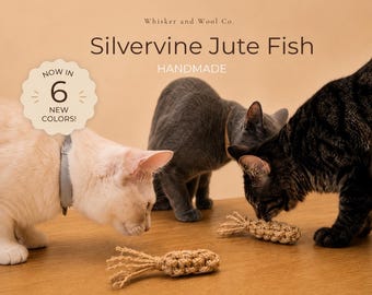 Handmade Silvervine Jute Fish Cat Toy | Natural Hemp Kitten Enrichment Play Item