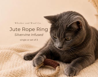 Handmade Silvervine Jute Rope Ring Cat Toy, Natural Felt Wrap Chase Enrichment