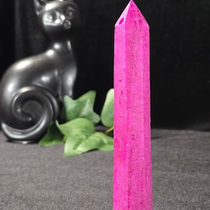 Honeycomb Ruby Crystal Tower – 6.5 Inch Ruby Tower Point – Bright Pink Ruby Crystal – 8.7 oz Ruby Display Piece