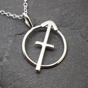 Chunky Sagittarius zodiac necklace sterling silver