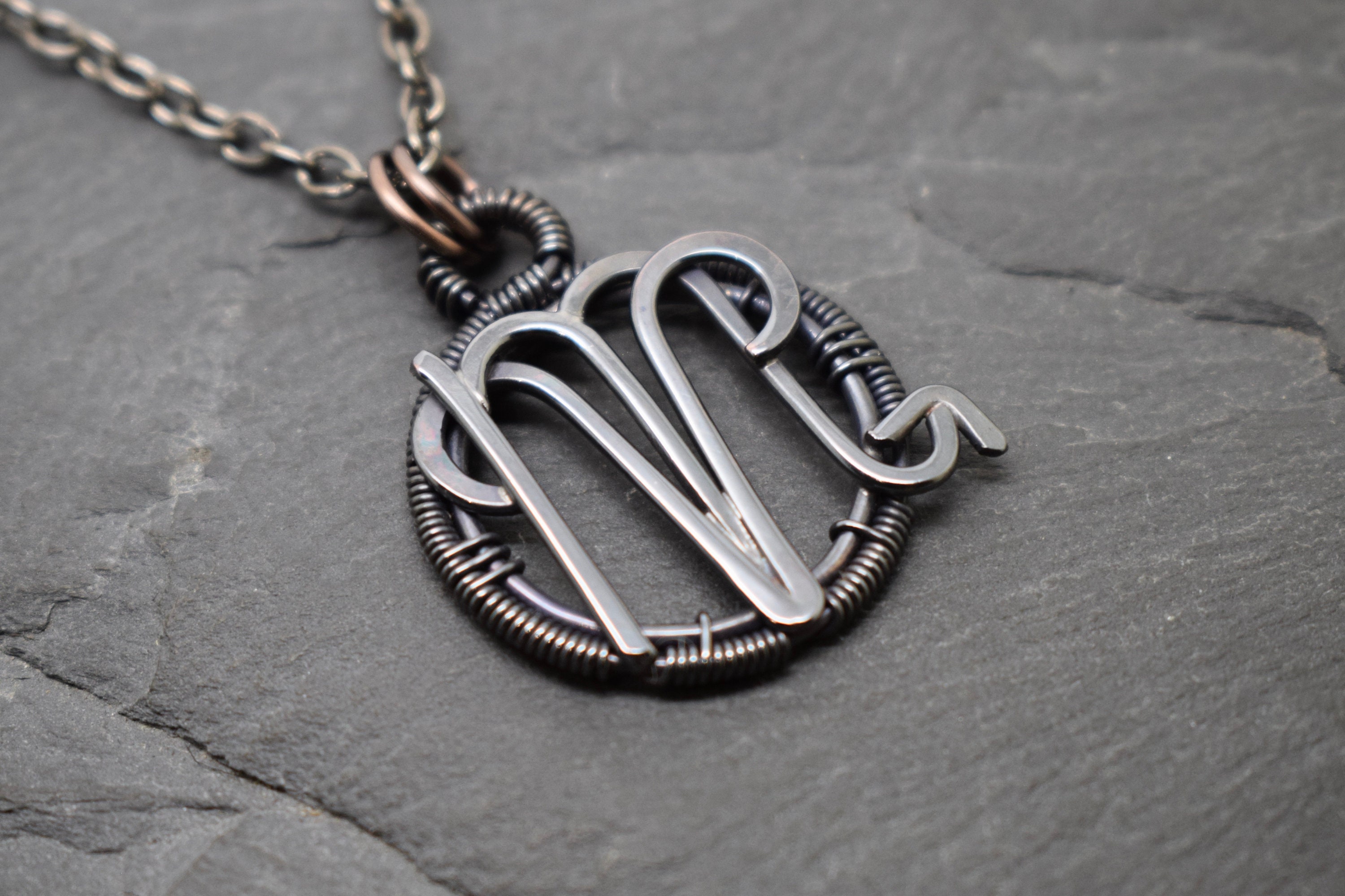 Aries Scorpio Necklace Wire Wrapped 