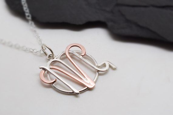 Aries Scorpio Zodiac Pendant Sterling Silver & Copper Astrology Necklace