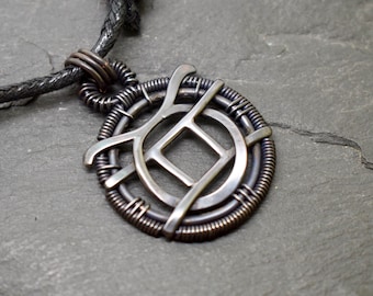 Taurus gemini necklace wire wrapped copper oxidised combined zodiacs
