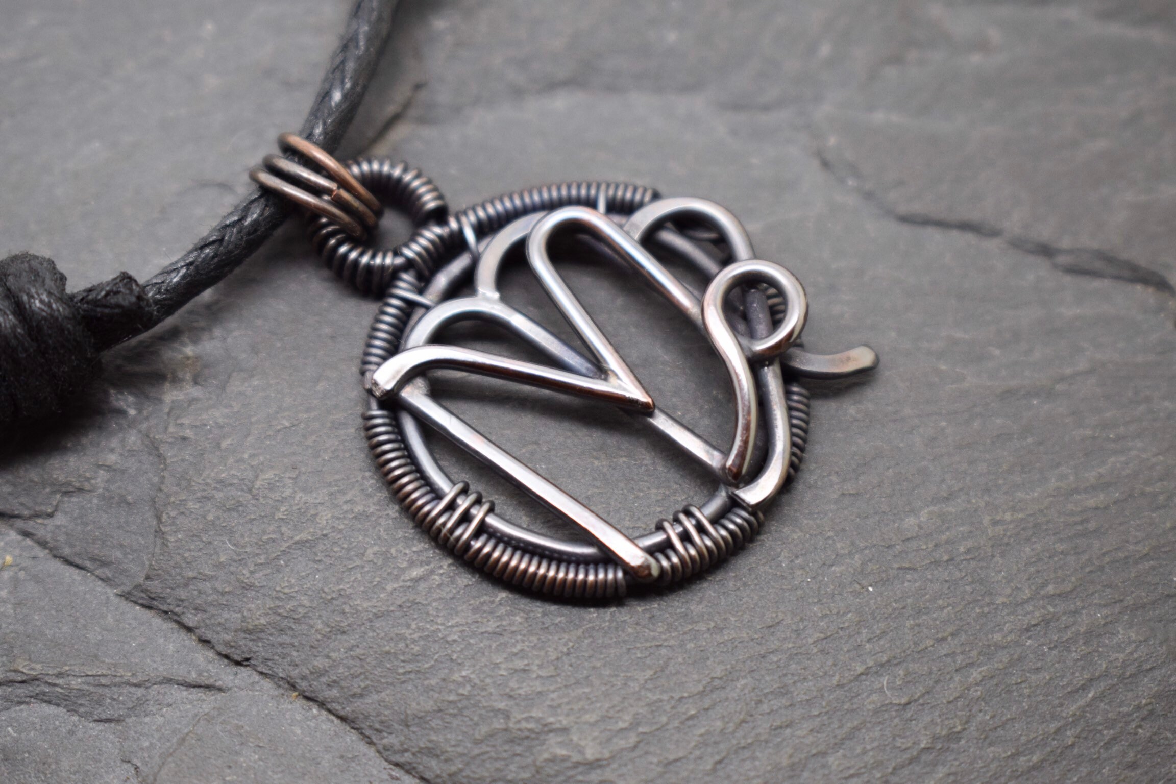 Virgo Capricorn necklace wire wrapped oxidised copper combined Etsy